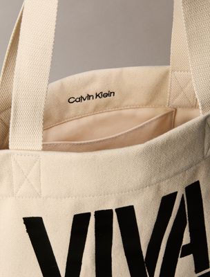 natural canvas canvas tote bag - pride voor heren - calvin klein