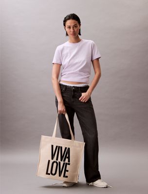 natural canvas canvas tote bag - pride voor heren - calvin klein