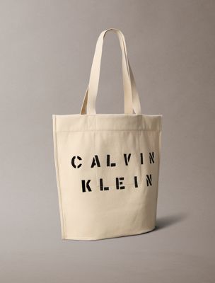 khaki canvas tote bag - pride voor heren - calvin klein