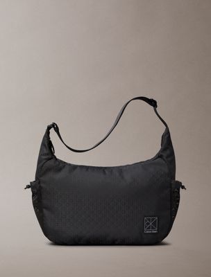 black water-repellent crossbody duffle bag for men calvin klein