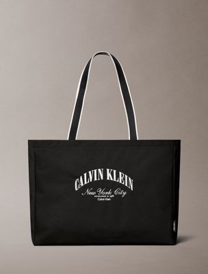 black heritage crest logo tote bag for men calvin klein