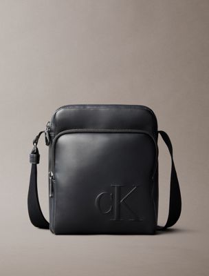 black embossed monogram reporter bag for men calvin klein