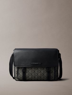 multi emblem logo jacquard messenger bag for men calvin klein