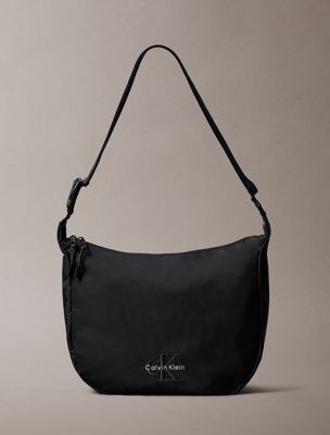 black nylon signature crossover sling bag for men calvin klein