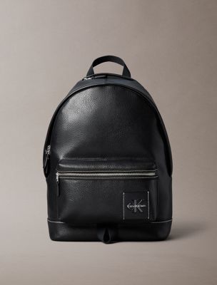 black pebbled signature logo trolley backpack for men calvin klein