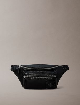 black pebbled signature logo bum bag for men calvin klein