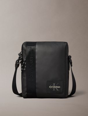 black monologo patch reporter bag for men calvin klein