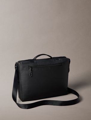 black water-repellent messenger bag for men calvin klein