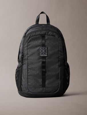 black emblem logo backpack for men calvin klein