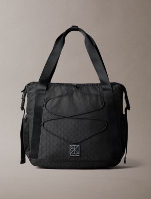 black water-repellent jacquard tote bag for men calvin klein