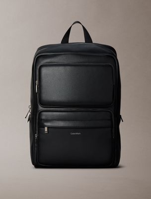 black raised logo structured backpack for men calvin klein