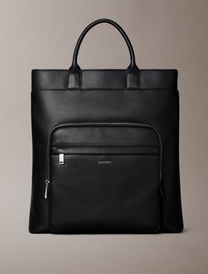 black raised logo tote bag for men calvin klein
