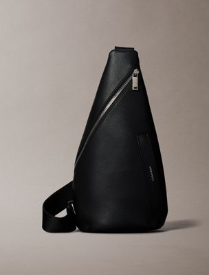 black micro pebble sling bag for men calvin klein