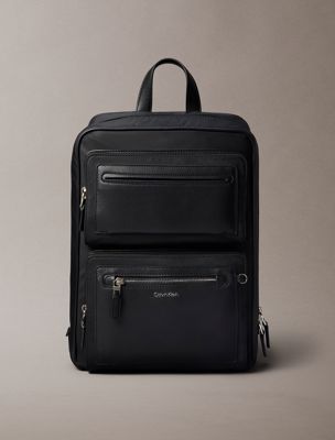 black square laptop trolley backpack for men calvin klein