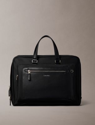 black raised logo slim commuter bag for men calvin klein