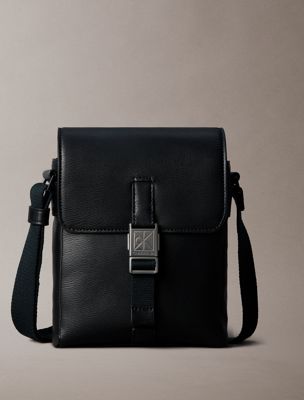 black emblem logo saffiano reporter bag for men calvin klein