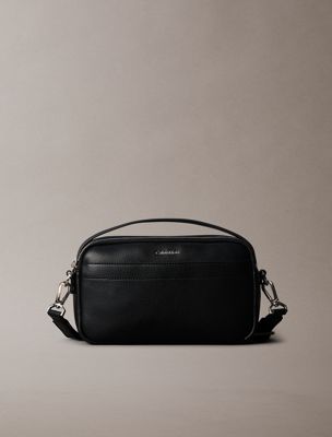 black raised logo camera bag for men calvin klein