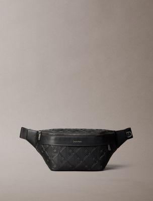 black embossed emblem logo bum bag for men calvin klein