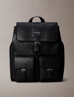 black pebbled signature logo trolley backpack for men calvin klein
