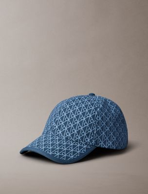 blue allover monogram logo baseball cap for men calvin klein