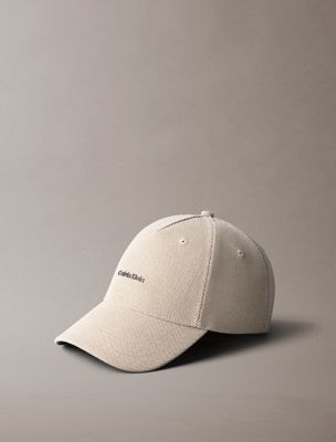 beige canvas texture adjustable logo cap for men calvin klein