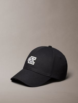 berretto in twill di cotone e logo black da uomini calvin klein
