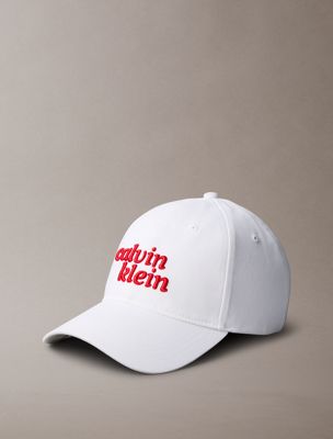 white 1989 embroidered ck logo cap for men calvin klein
