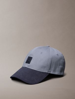 grey mixed media colourblock emblem logo cap for men calvin klein