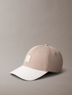 brown mixed media colourblock emblem logo cap for men calvin klein