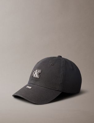 grey washed canvas embroidered logo cap for men calvin klein