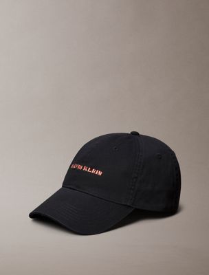 black embroidered graphic logo cap for men calvin klein