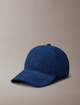 blue corduroy logo embroidery cap for men calvin klein