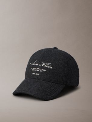 grey felt logo embroidery cap for men calvin klein