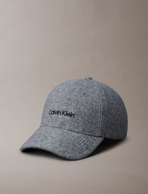 grey filcowa czapka z daszkiem z haftowanym logo dla mężczyźni - calvin klein