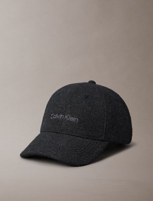 grey filcowa czapka z daszkiem z haftowanym logo dla mężczyźni - calvin klein