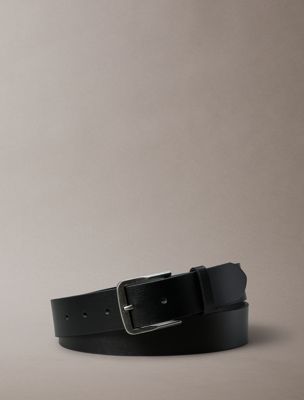 black full grain leather belt for men calvin klein