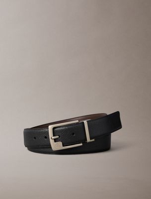 black full-grain leather belt for men calvin klein