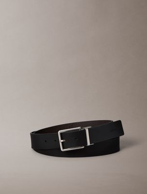 black dwustronny pasek ze skóry pełnoziarnistej dla mężczyźni - calvin klein
