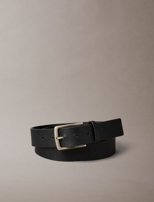 black full-grain leather belt for men calvin klein