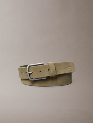 cinturón de piel de ante brown de hombres calvin klein