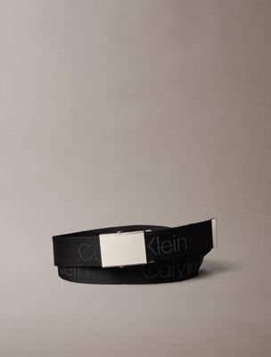 black logo jacquard plaque buckle belt for men calvin klein