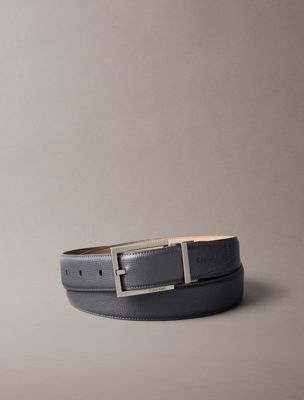 grey saffiano full-grain leather belt for men calvin klein