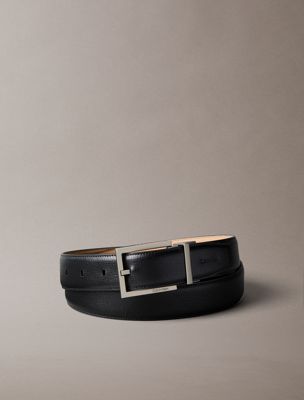 black saffiano full-grain leather belt for men calvin klein
