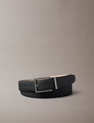 ceinture en cuir pleine fleur à texture caviar black pour hommes calvin klein