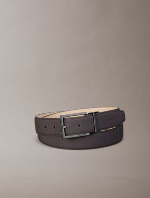ceinture en cuir pleine fleur à texture caviar brown pour hommes calvin klein