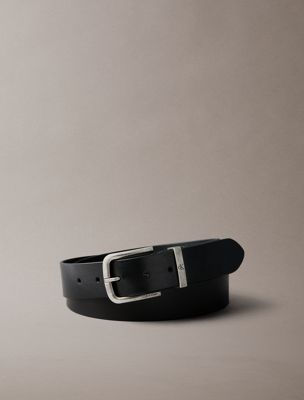 black tumbled nappa leather belt for men calvin klein
