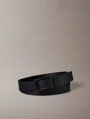 black full-grain leather belt for men calvin klein