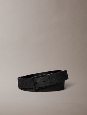 black reversible full-grain leather belt for men calvin klein