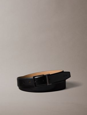 black full-grain leather belt for men calvin klein