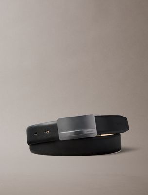 ceinture en cuir plein fleur avec boucle plaque black pour hommes calvin klein